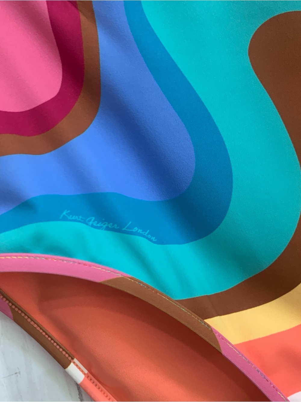 Kurt Geiger Kensington Cut Out Briefs Bikini Bottom Large Psychedelic High Waist - Picture 6 of 16